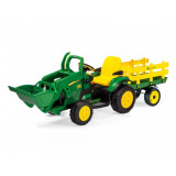 detský elektrický báger John Deere Ground Loader 12V + vlečka